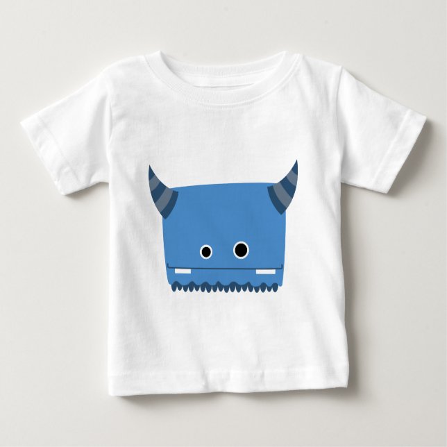 T-shirt Pour Bébé Monstre à cornes bleues (Devant)