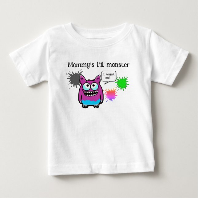 T-shirt Pour Bébé monstre de maman l'il (Devant)