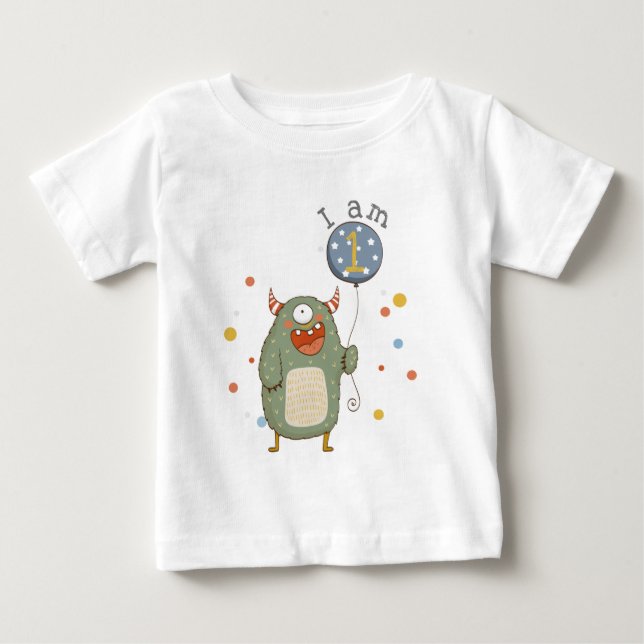 T-shirt Pour Bébé Monstre mignon sur mesure avec Balloon Anniversair (Devant)