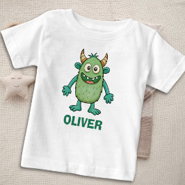 T-shirt Pour Bébé Monstre vert mignon Personnalisé