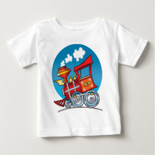 T-shirt Pour Bébé Moteur de train de bande dessinée