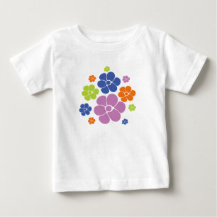 T-shirt Pour Bébé Motif à fleurs - Bleu, Orange, Violet, Vert