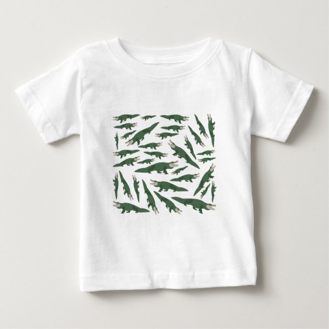T-shirt Pour Bébé Motif crocodile de l'alligator mignon (Devant)