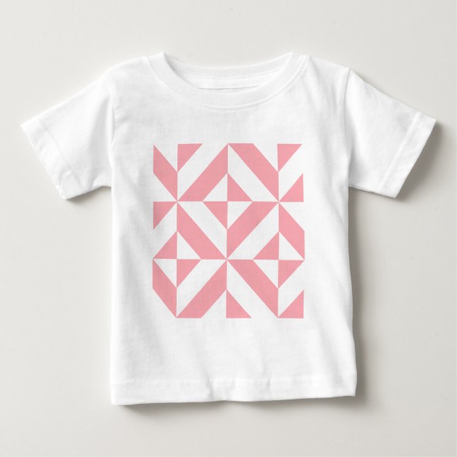 T-shirt Pour Bébé Motif de cube géométrique Melon rose (Devant)