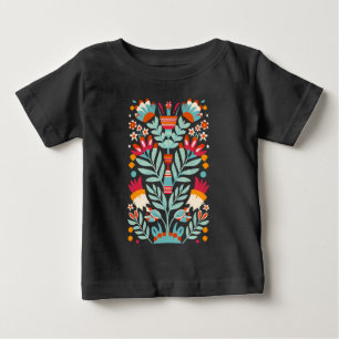 T-shirt Pour Bébé Motif de fleur Otomi Art floral mexicain