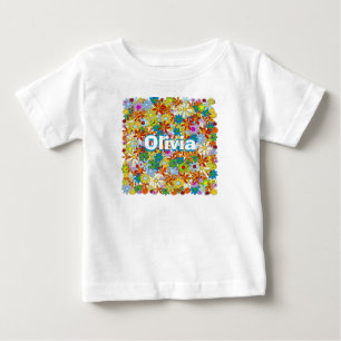 T-shirt Pour Bébé Motif floral avec monogramme ou nom personnalisé