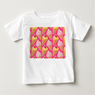 T-shirt Pour Bébé Motif rose Kawaii avec crème glacée aux fraises
