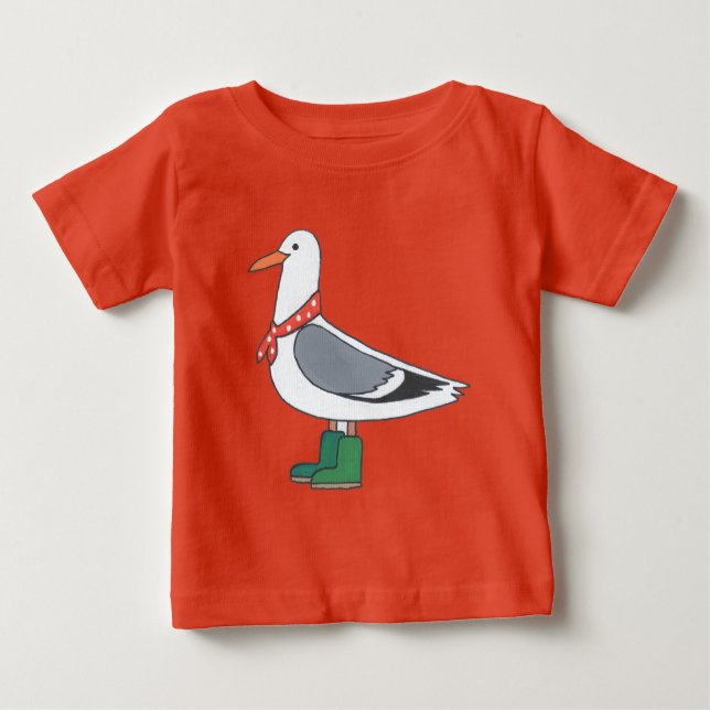 T-shirt Pour Bébé Mouette mâle - Écharpe et bottes (Devant)