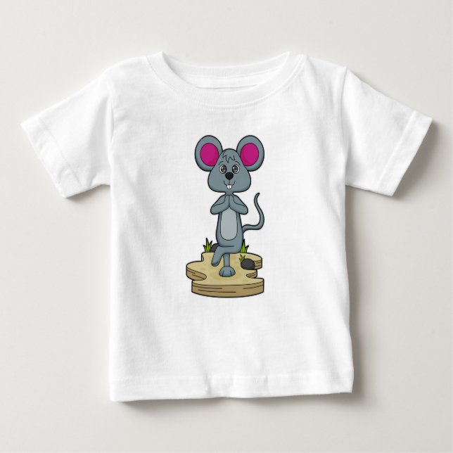 T-shirt Pour Bébé Mouse at yoga (Devant)