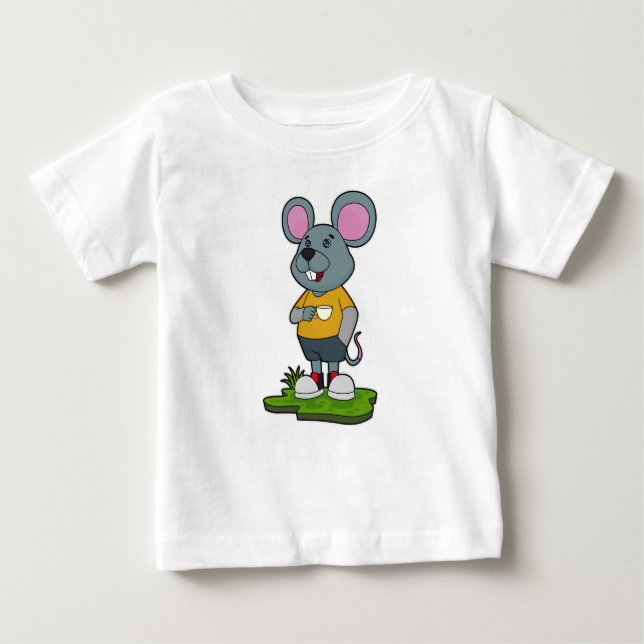 T-shirt Pour Bébé Mouse with Coffee cup (Devant)