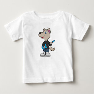 T-shirt Pour Bébé Musique de guitare musicienne de chien