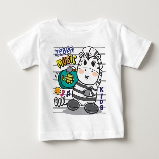 T-shirt Pour Bébé Musique zèbre  (Devant)