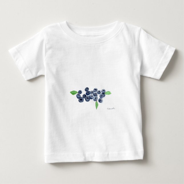 T-shirt Pour Bébé Myrtille fruits cuisine aquarelle nourriture rusti (Devant)