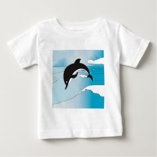 T-shirt Pour Bébé Nager Avec Les Dauphins