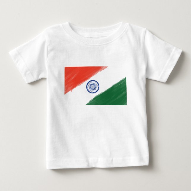 T-shirt Pour Bébé Nation nationale de pays de l'Inde de drapeau (Devant)