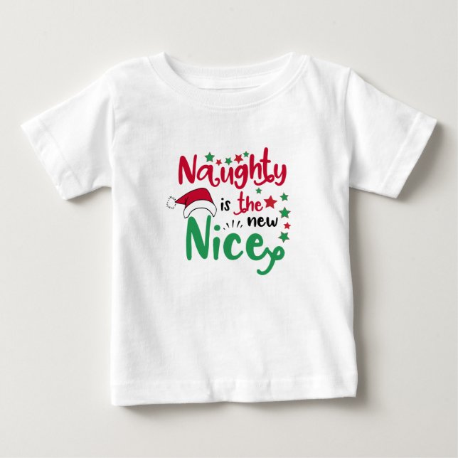 T-shirt Pour Bébé Naughty est la nouvelle belle noël (Devant)