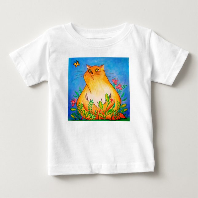 T-shirt Pour Bébé Naughty Orange Chat dans la nature (Devant)