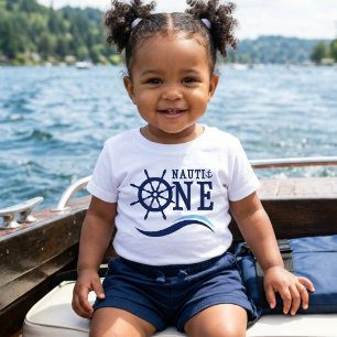 T-shirt Pour Bébé Nauti One Marin 1er Anniversaire Casque de Bateau
