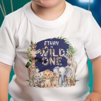 Navy Blue Wild One Animaux Safari Thématique 1ère