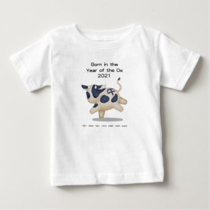 T-shirt Pour Bébé Né dans l'année de l'Ox 2021 Zodiac Sign Cute
