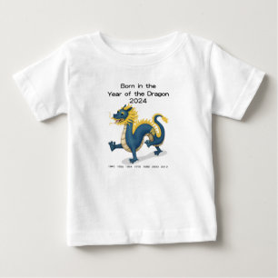T-shirt Pour Bébé Né dans l'année du Dragon 2024 Zodiac chinois