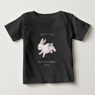 T-shirt Pour Bébé Né dans l'Année du Lapin Noir