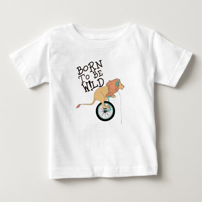 T-shirt Pour Bébé Né Pour Être Un Lion Sauvage (Devant)