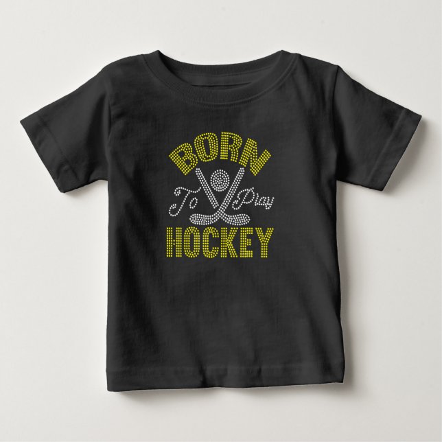 T-shirt Pour Bébé Né Pour Jouer Au Hockey (Devant)
