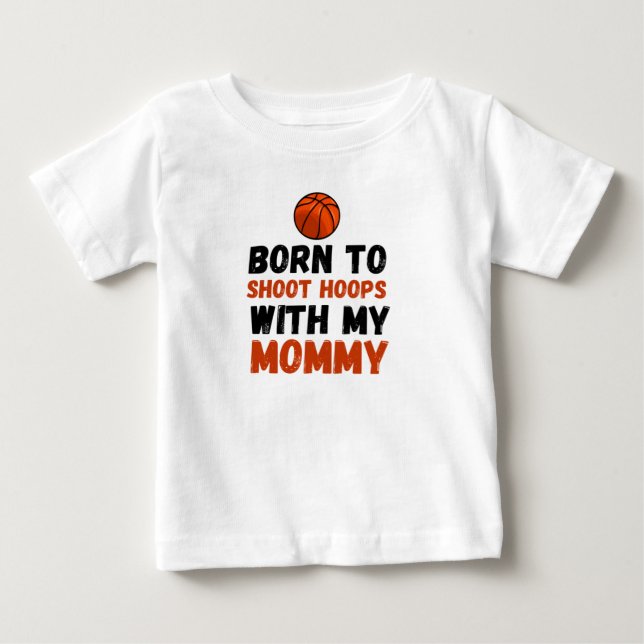 T-shirt Pour Bébé Né pour tirer des cerceaux avec ma maman (Devant)