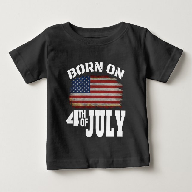T-SHIRT POUR BÉBÉ NÉ SUR LE 4 JUILLET (Devant)