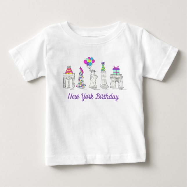 T-shirt Pour Bébé New York City NYC Landmarks fête d'anniversaire (Devant)