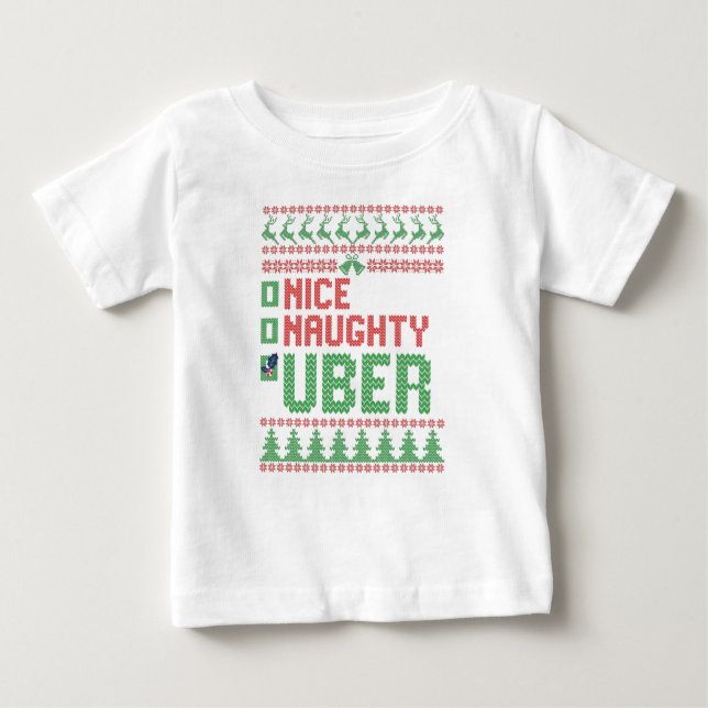 T-shirt Pour Bébé Nice Naughty Uber Funny Christmas Matching Cadeau (Devant)