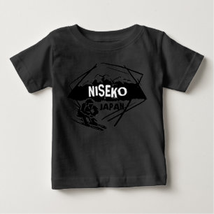 T-shirt Pour Bébé Niseko Japon logo noir ski art tenue bébé