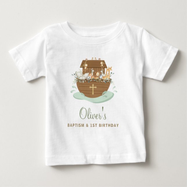 T-shirt Pour Bébé Noah's Ark Baptême Christening 1er Anniversaire (Devant)