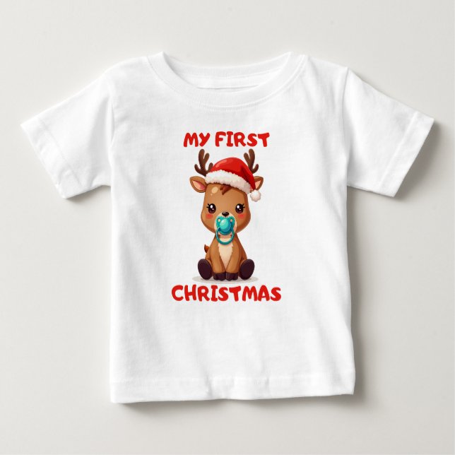 T-shirt Pour Bébé Noël bébé renne (Devant)