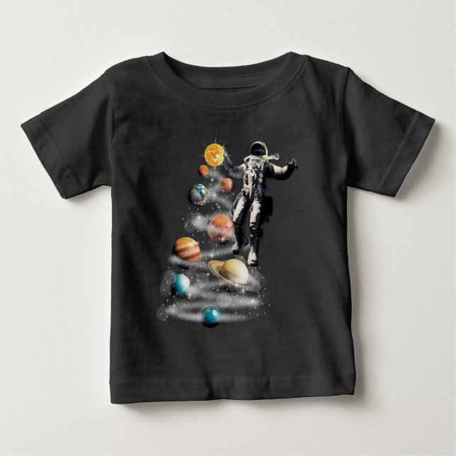 T-shirt Pour Bébé Noël dans le système solaire spatial L'astronaute  (Devant)