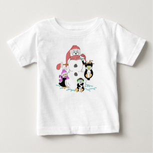 T-shirt Pour Bébé Noël Du Snowman Et Des Pingouins