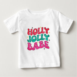 T-shirt Pour Bébé Noël Holly Jolly Babe Parties scintillant moderne 