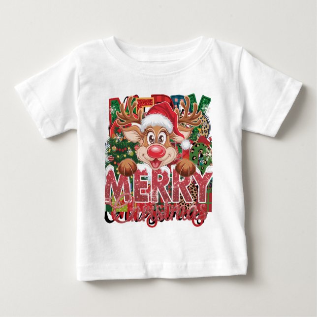 T-shirt Pour Bébé Noël Joyeux Noël Père Noël (Devant)