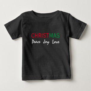 T-SHIRT POUR BÉBÉ NOËL PAIX JOY LOVE TYPOGRAPHIE D'AMOUR