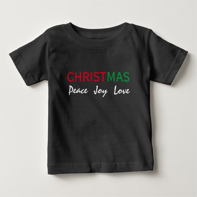 T-SHIRT POUR BÉBÉ NOËL PAIX JOY LOVE TYPOGRAPHIE D'AMOUR (Devant)