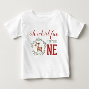 T-shirt Pour Bébé Noël Reindeer 1er anniversaire
