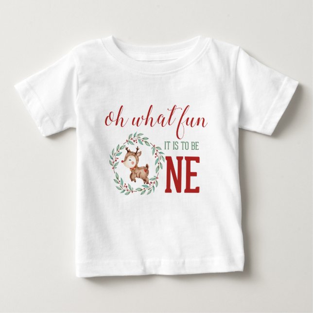 T-shirt Pour Bébé Noël Reindeer 1er anniversaire (Devant)