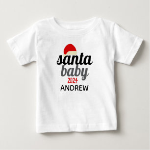 T-shirt Pour Bébé Noël santa Bébé Photo Personnaliser Nom