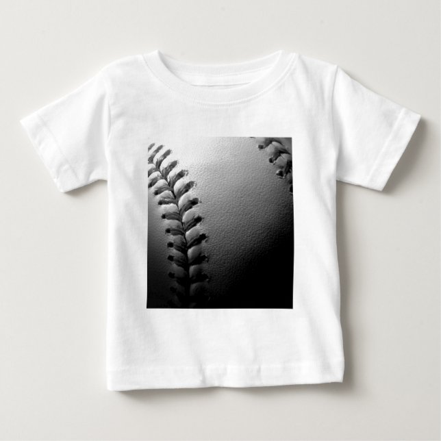 T-shirt Pour Bébé Noir et blanc Gros plan de base-ball (Devant)