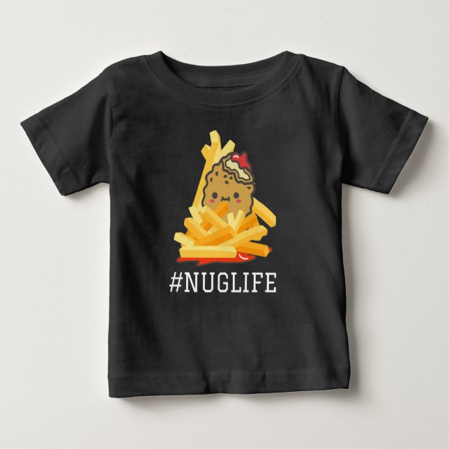 T-shirt Pour Bébé Noir #Nuglife Poulet Nugget et Fries (Devant)