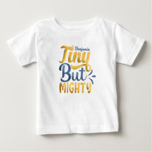 T-shirt Pour Bébé NOM AJOUTÉ PERSONNEL Bleu jaune minuscule mais pui