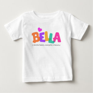 T-shirt Pour Bébé Nom de Bella signifiant filles lettres bulles vête