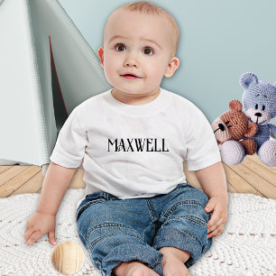 T-shirt Pour Bébé Nom de famille noir minimaliste élégant