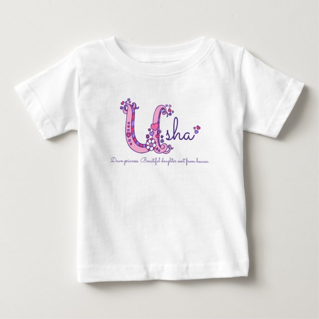T-shirt Pour Bébé Nom de fille Usha & signification Chemise avec mon (Devant)
